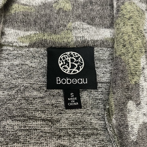 Bobeau Open Front Heather Green Army Print Cardigan Size Small - Picture 8 of 10